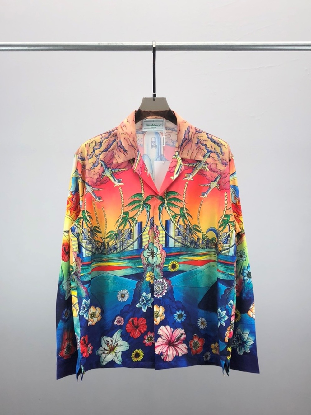 Casablanca Gradient Tropical Print Button-Down Shirt - Multicolor